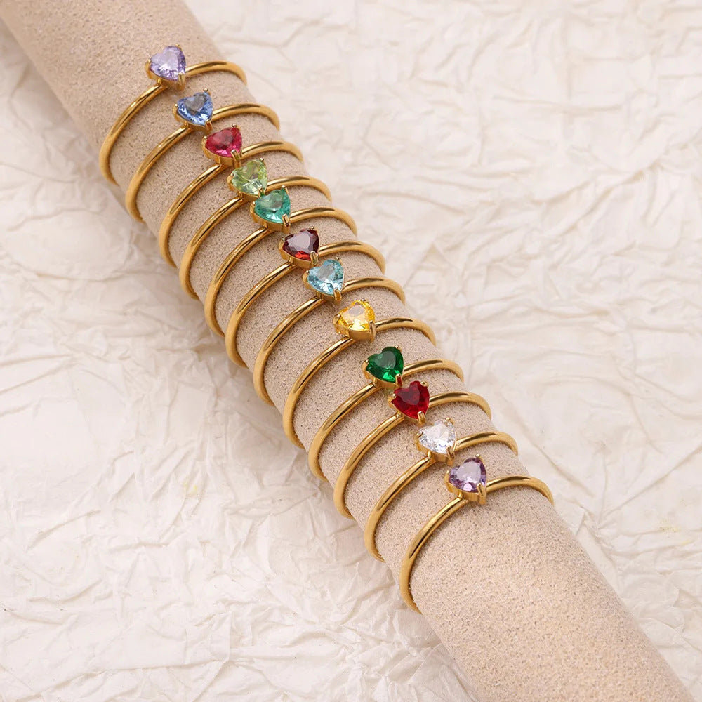 Adjustable Zodiac Birthstone Ring with Gold Plating