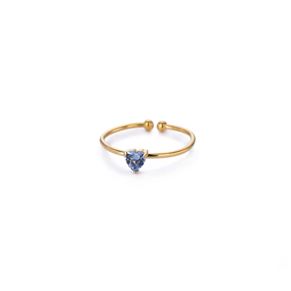 Adjustable Zodiac Birthstone Ring with Gold Plating