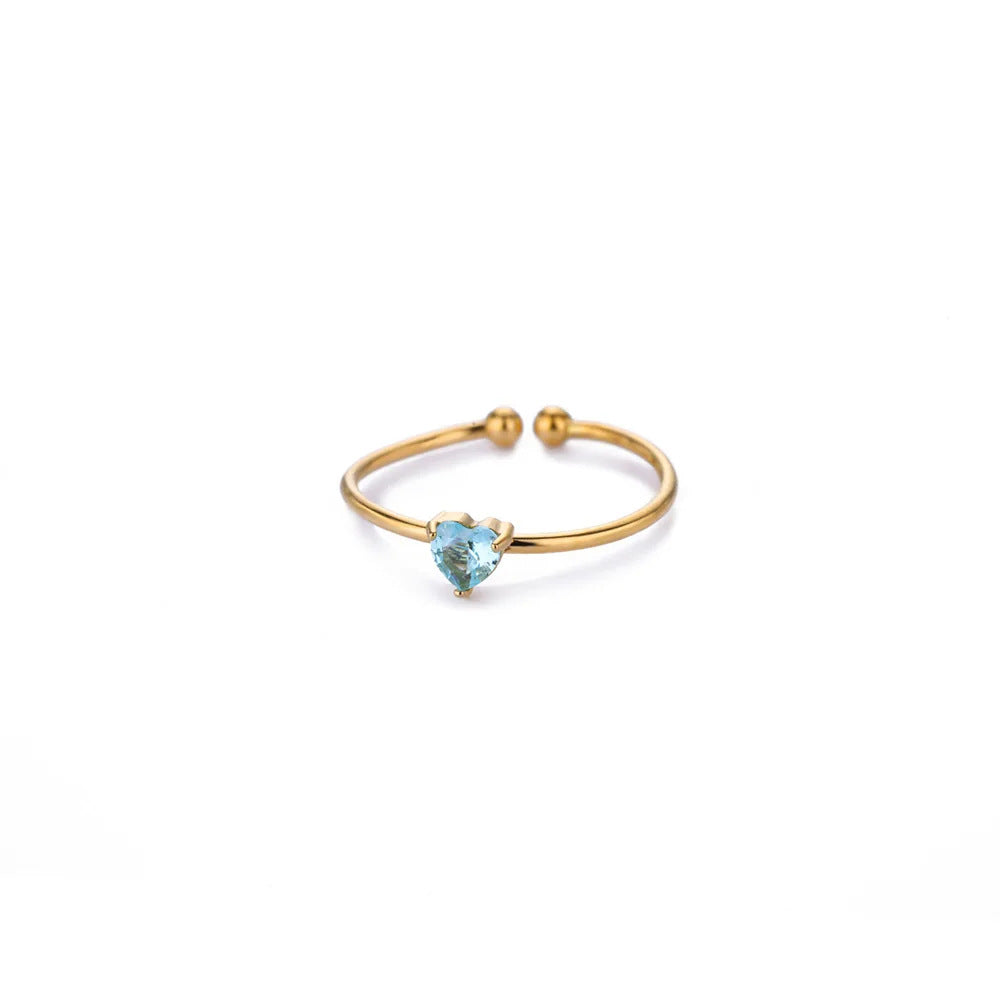 Adjustable Zodiac Birthstone Ring with Gold Plating