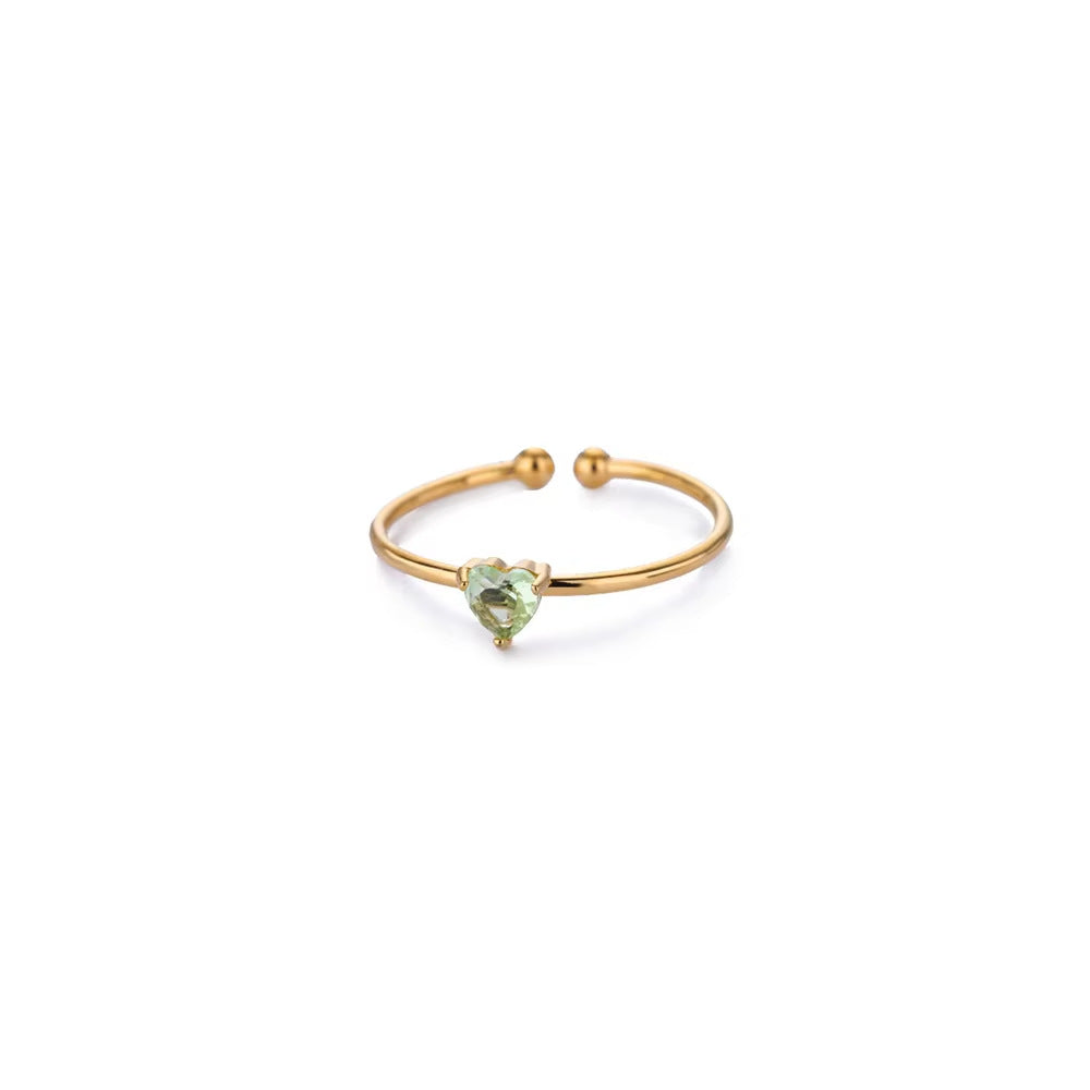 Adjustable Zodiac Birthstone Ring with Gold Plating